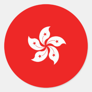Sticker Rond Symbole de l'orchidée blanche du drapeau de Hong K