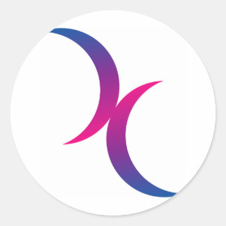 Sticker Rond Symbole de lune bisexuel