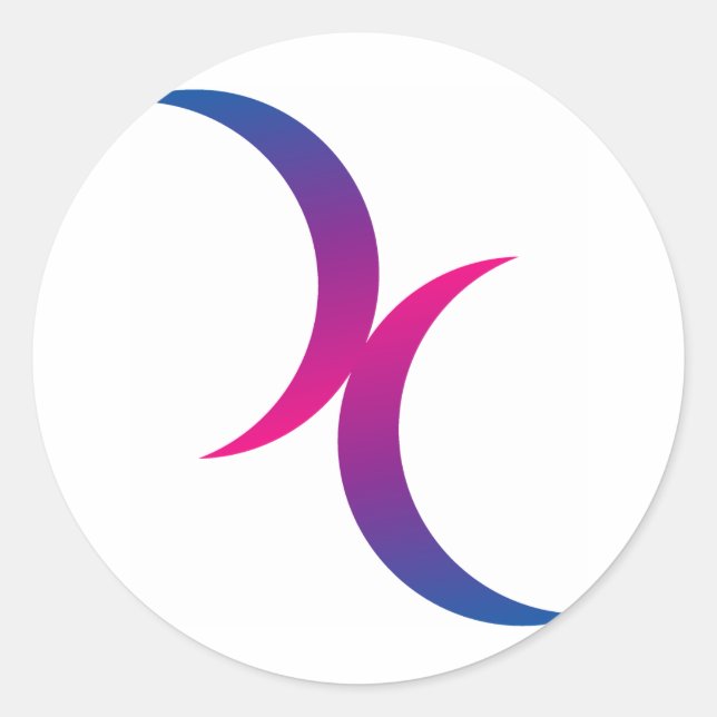 Sticker Rond Symbole de lune bisexuel (Devant)