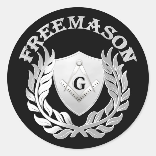 Sticker Rond Symbole de maçonnerie en argent (Devant)