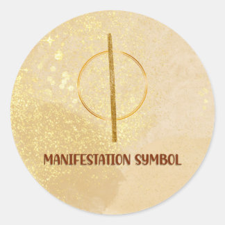 Sticker Rond Symbole de manifeste infusé de Reiki argent