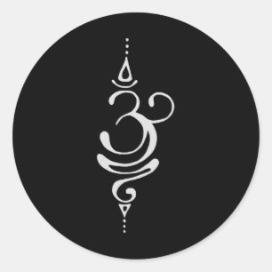 Sticker Rond Symbole de méditation de yoga Om respirer en sansk