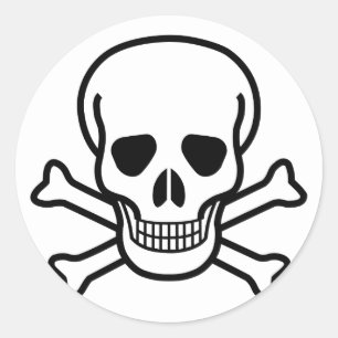 Sticker Rond Symbole de mort crâne et os croisés