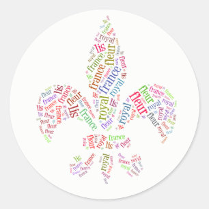 Sticker Rond symbole de mots Fleur de Lis