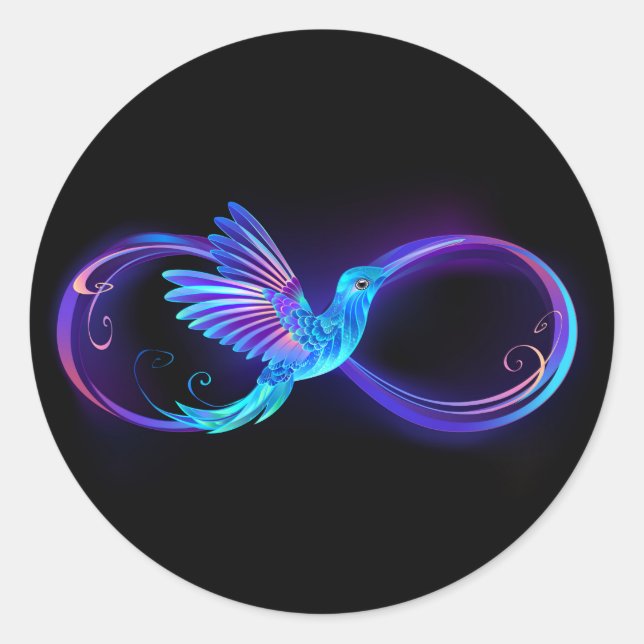 Sticker Rond Symbole de Neon Infinity par Glowing Hummingbird (Devant)