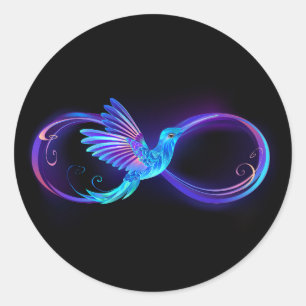 Sticker Rond Symbole de Neon Infinity par Glowing Hummingbird