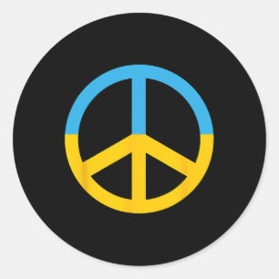 Sticker Rond Symbole de paix avec les couleurs du drapeau ukrai