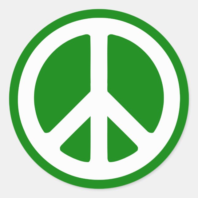 Sticker Rond Symbole de paix blanc et vert (Devant)