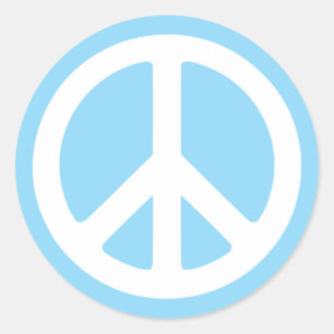 Sticker Rond Symbole de paix bleu bébé et blanc
