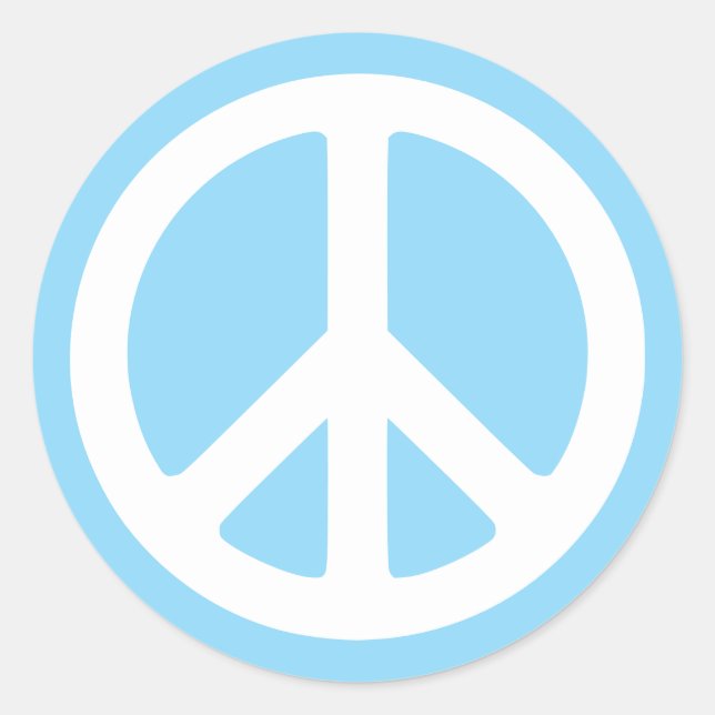Sticker Rond Symbole de paix bleu bébé et blanc (Devant)