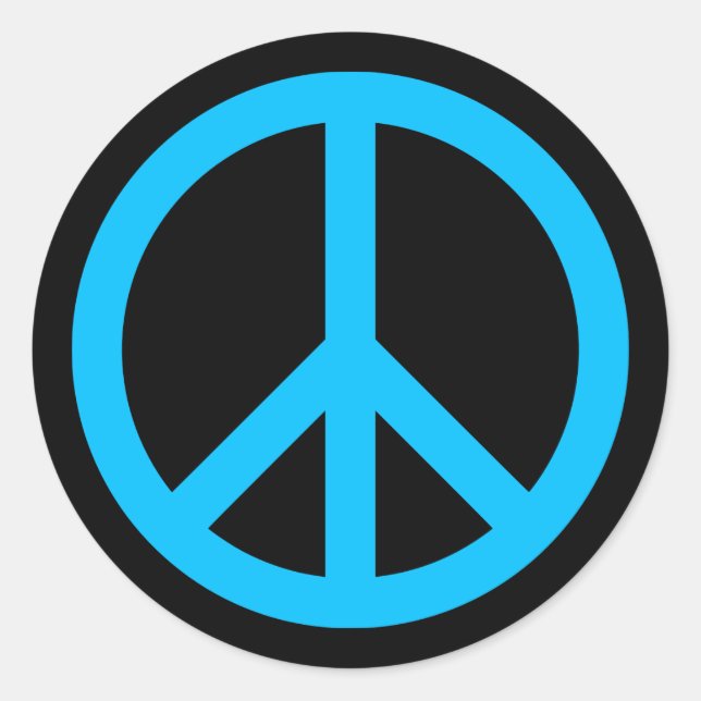 Sticker Rond Symbole de Paix Bleu Ciel (Devant)