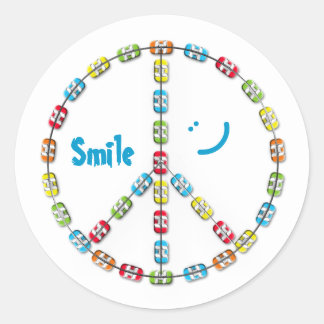 Sticker Rond Symbole de paix Braces colorés Smile