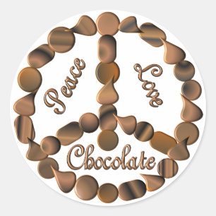 STICKER ROND SYMBOLE DE PAIX CHOCOLÉ