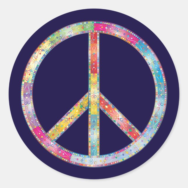 Sticker Rond SYMBOLE DE PAIX Coloré (Devant)