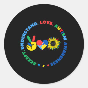 Sticker Rond Symbole de paix de tournesol pour enfants Autisme