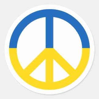 Sticker Rond Symbole de paix du drapeau bleu ukrainien