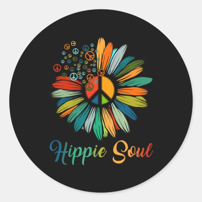 Sticker Rond SYMBOLE DE PAIX ESSENTIEL Hippie Tournesol Hippie (Devant)