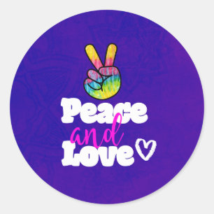 Sticker Rond Symbole de paix et d'amour Arc-en-ciel