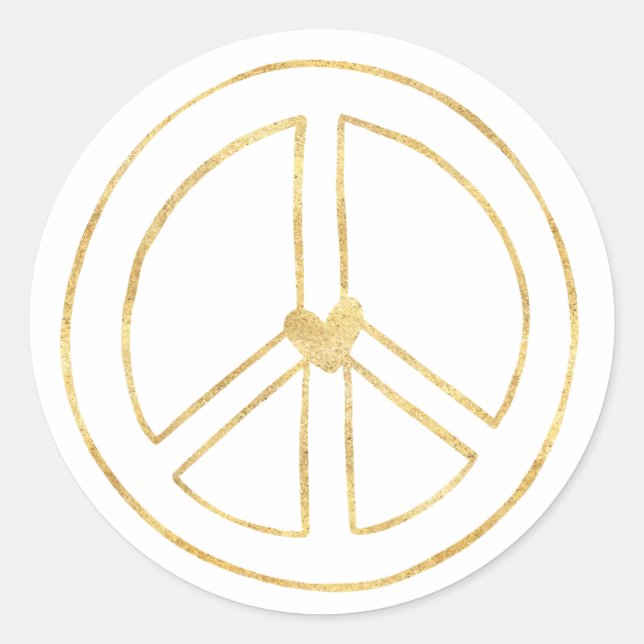 Sticker Rond Symbole de paix Gold Heart (Devant)