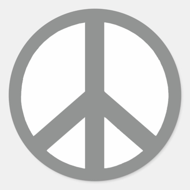 Sticker Rond Symbole de paix gris et blanc (Devant)
