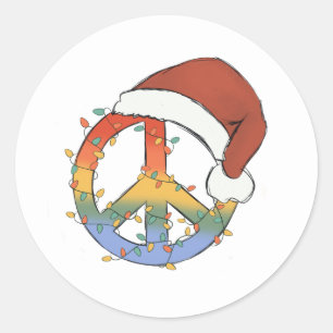 Sticker Rond SYMBOLE DE PAIX HAUT Père Noël