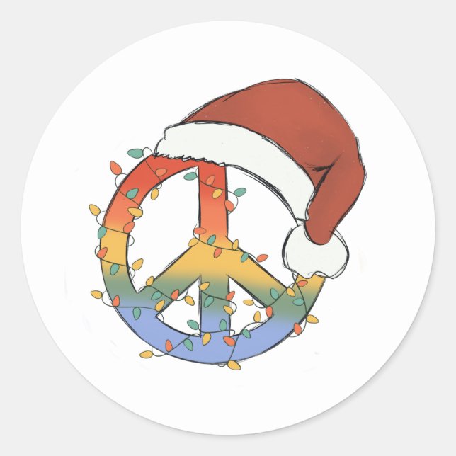 Sticker Rond SYMBOLE DE PAIX HAUT Père Noël (Devant)