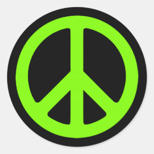 Sticker Rond Symbole de paix noir et chartreuse