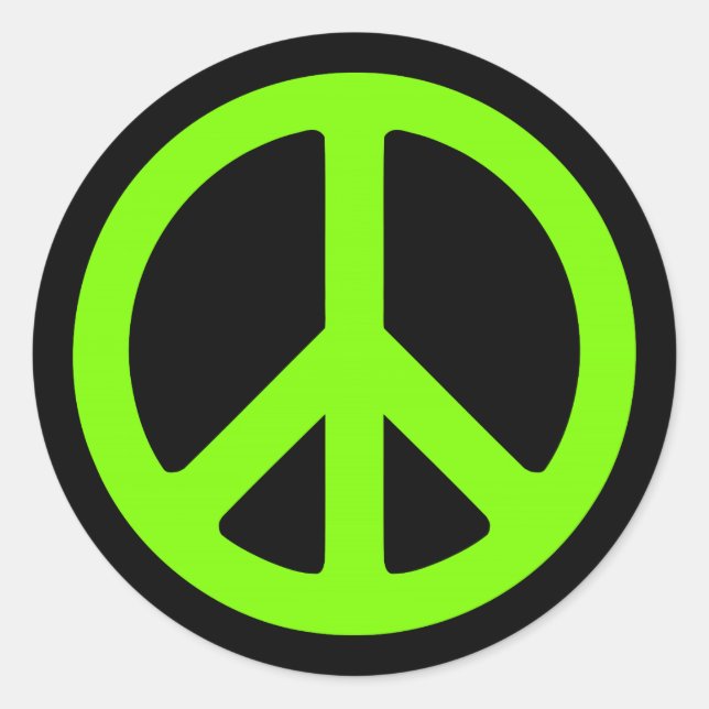 Sticker Rond Symbole de paix noir et chartreuse (Devant)