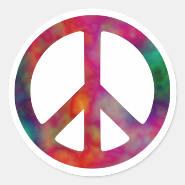 Sticker Rond Symbole de paix Tie Dye (Devant)