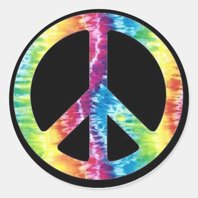 Sticker Rond Symbole de paix Tie Dye (Devant)
