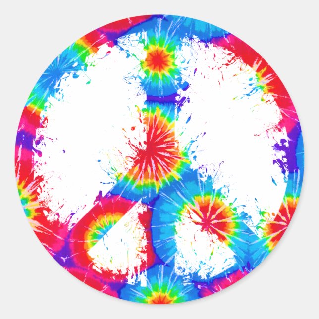 Sticker Rond Symbole de paix Tie Dye Encre (Devant)