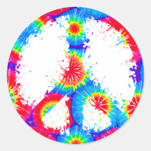 Sticker Rond Symbole de paix Tie Dye Encre