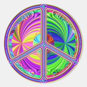 Sticker Rond Symbole de paix (trippy-hippie)