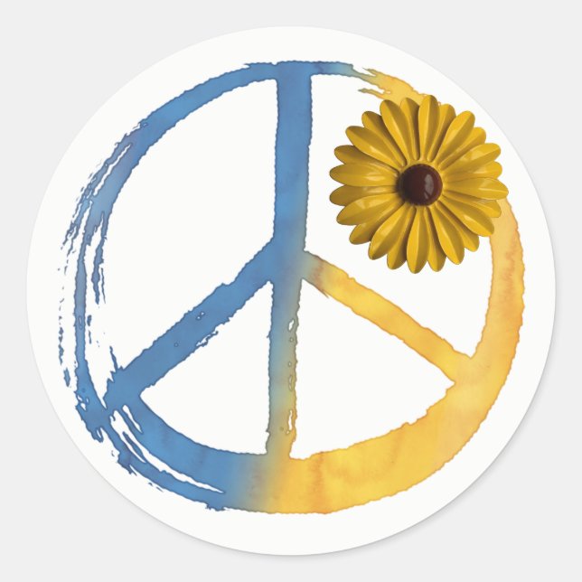 Sticker Rond SYMBOLE DE PAIX ukrainien SIGNE Tournesol Ukraine  (Devant)
