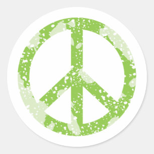 Sticker Rond Symbole de paix (vert)