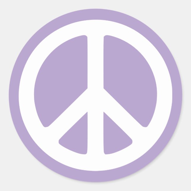 Sticker Rond Symbole de paix violet pâle et blanc (Devant)