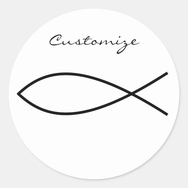 Sticker Rond Symbole de poisson chrétien Ichthys Thunder_Cove (Devant)