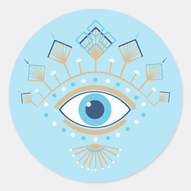 Sticker Rond Symbole de protection turc des yeux mal grecs déco (Devant)