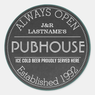 Sticker Rond Symbole de pub personnalisé Couple Faux Chalkboard