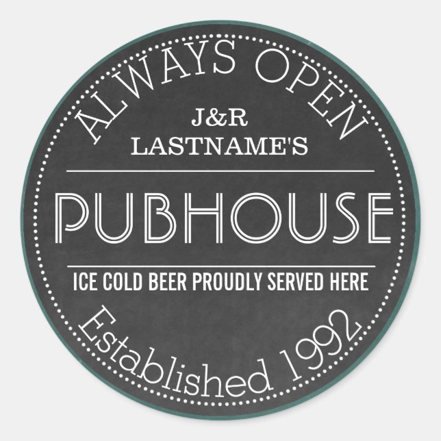 Sticker Rond Symbole de pub personnalisé Couple Faux Chalkboard (Devant)