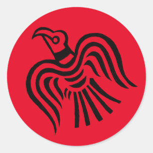 Sticker Rond Symbole de Raven de bannière de Viking