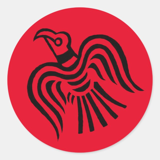 Sticker Rond Symbole de Raven de bannière de Viking (Devant)