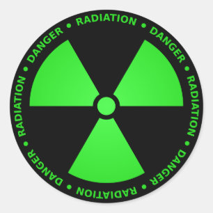Sticker Rond Symbole de rayonnement vert et noir