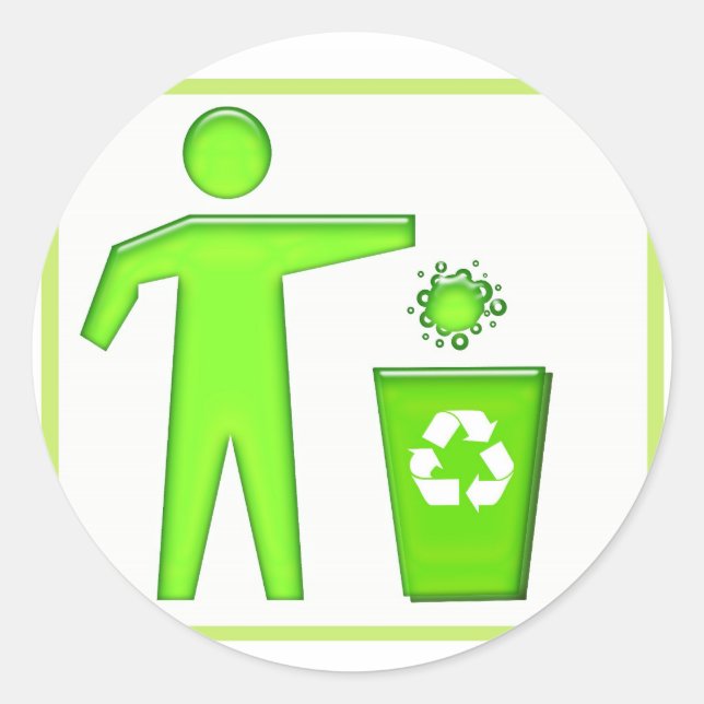 Sticker Rond Symbole de recyclage (Devant)