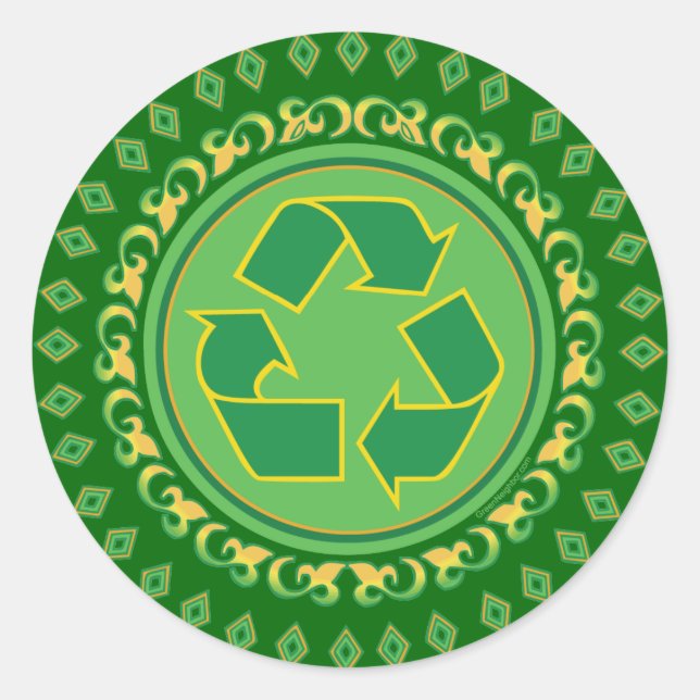 Sticker Rond SYMBOLE DE RECYCLAGE DE Médallion (Devant)