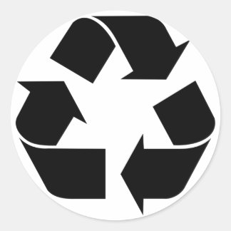 Sticker Rond Symbole de recyclage noir