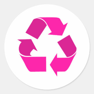 Sticker Rond symbole de recyclage rose