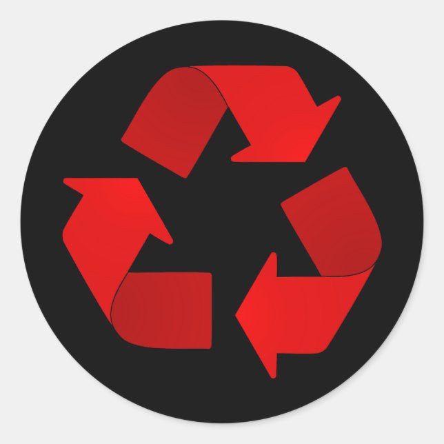 Sticker Rond Symbole de recyclage rouge (Devant)