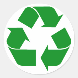 Sticker Rond Symbole de recyclage - Vert