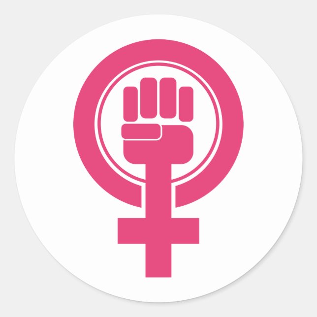 Sticker Rond Symbole de résistance de la main des femmes (Devant)